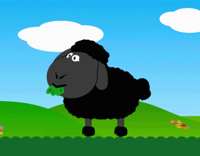 Happy Black Sheep Walking