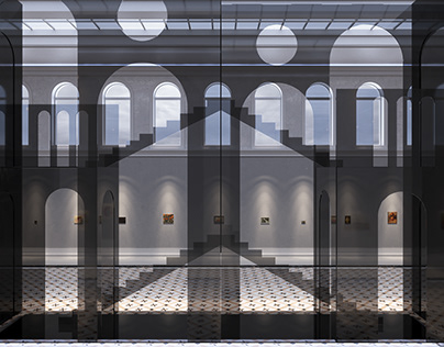 Sketches of the interior of the virtual art gallery