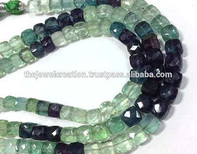 Natural Blue Fluorite Faceted Box Beads