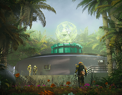 Sci-fi base in the jungle