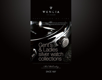 Wencia. Swiss silver watch. Clock face design.