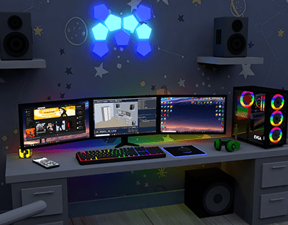 3D Gaming Room Setup