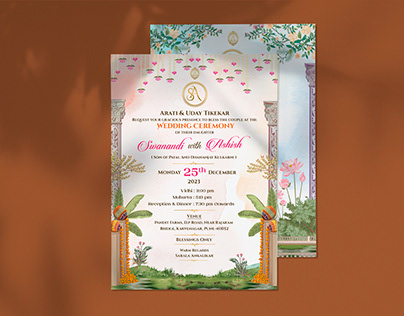 indian traditonal modern wedding invitation