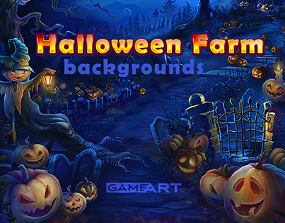 Halloween Farm / slot game / backgrounds / Gameart
