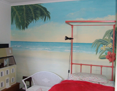 Retro beach mural