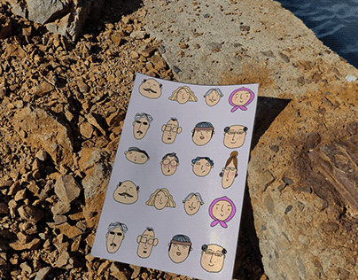 Stickers. Faces. Print material