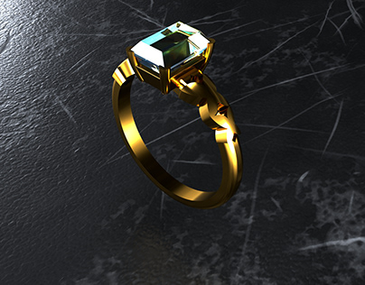 Emerald cut blue topaz ring 3D CAD Jewelry Modeling