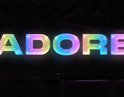 "ADORE" Holographic chrome text