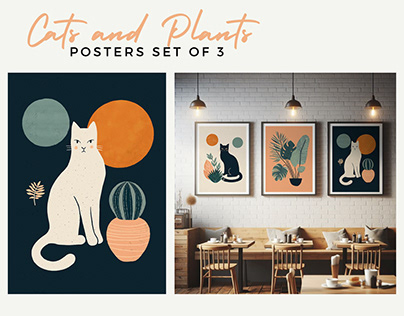 Cats and Plants posters set