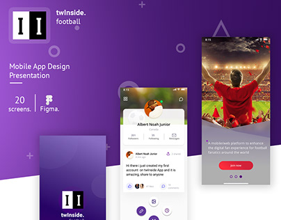 Mobile App UI/UX Football social media : Twinside App