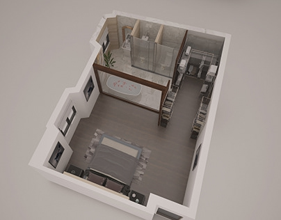 3D floor plan for bedroom