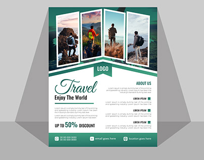 brochure cover page template for travel agency flyer