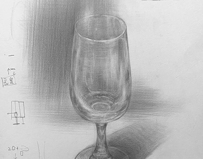 玻璃杯素描結構課堂示範 demonstration of sketching of a glass