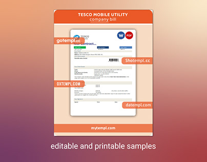 Tesco Mobile utility business bill template