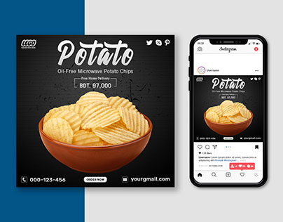 Fast Food Potato Chips Social Media Post Design