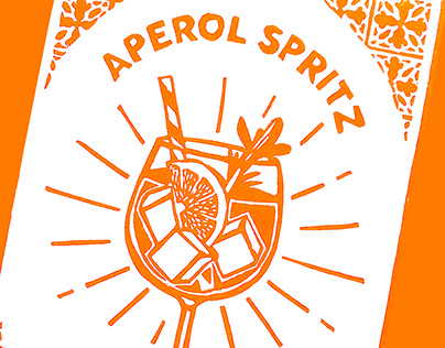Aperol Spritz - Linocut Poster
