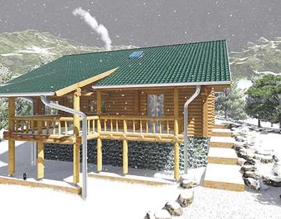 Log house - snow scene