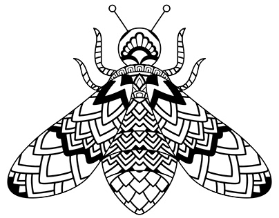 Bee mandala coloring page for adults.