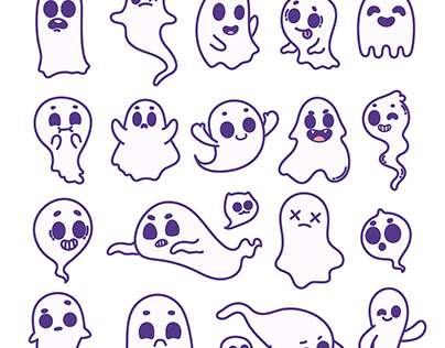 Funny ghost doodle collection