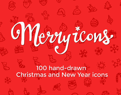 Merry Icons: 100 hand-drawn Christmas vector icons