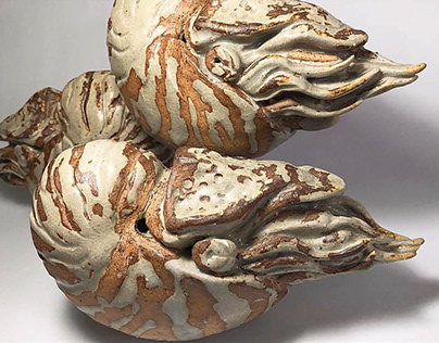 Wood fired ceramic sculpture.