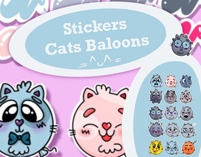 Stickers Cats Balloons