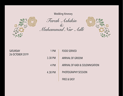 Wedding Itinerary - Bride