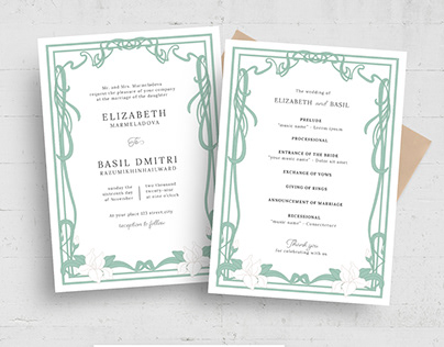 Art Nouveau Wedding Invitation Flyer Template