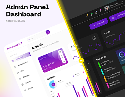 Admin Panel Dashboard ui bright | dark theme