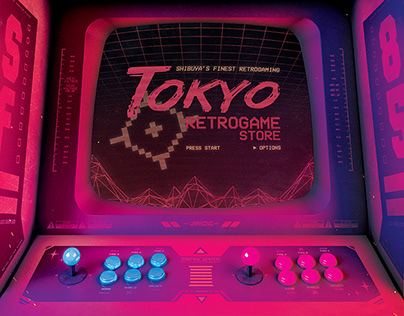 Synthwave Retro Gaming Flyer Arcade Cabinet