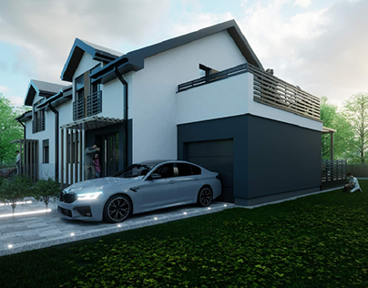 twin house rendering