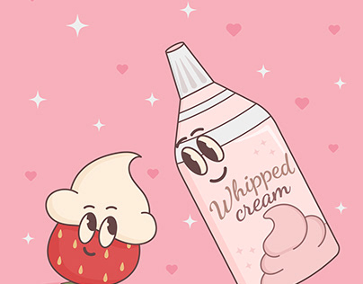 Poster with strawberries and a can of whipped cream