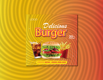 Social media Delicious burger template post design