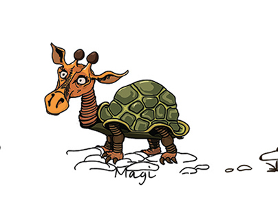 Vector sketch giraffe-turtle