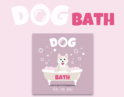 The cute dog takes a bath