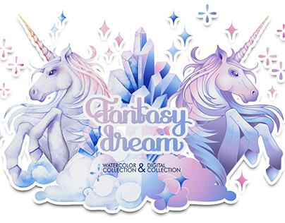 Fantasy dream - unicorns and crystals
