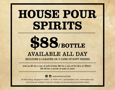 House Pour Spirits promotion @ BQ Bar