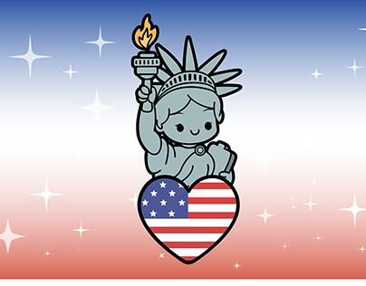 cute statue of liberty with american heart