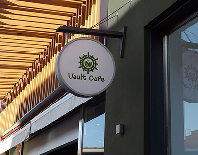 vault cafe logo and ui design