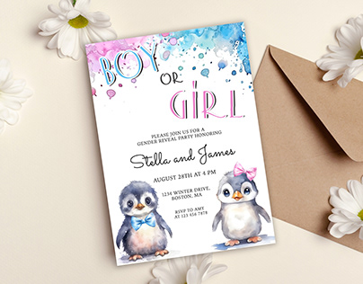 Gender Reveal party invitation template