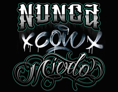 NUNCA CON MIEDO lettering of new album
