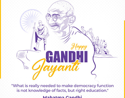 Gandhi Jayanti line art wishing post