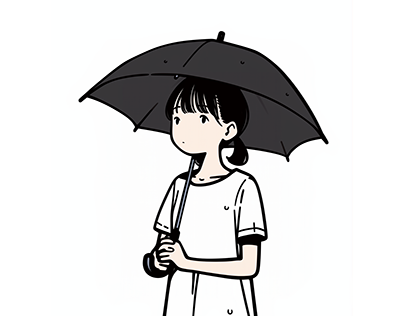 Simple Bold Line Illustration - Rainy day