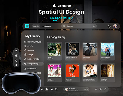 Spatial UI Design | Vision Pro | Amazon Music |