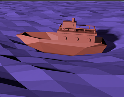 Low-Poly Boat Animation and Reactive Water.