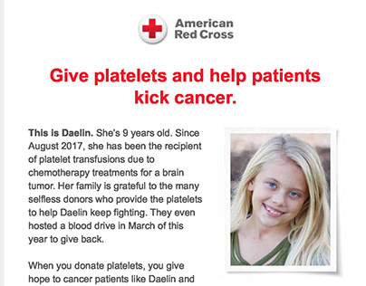 American Red Cross email - Platelets