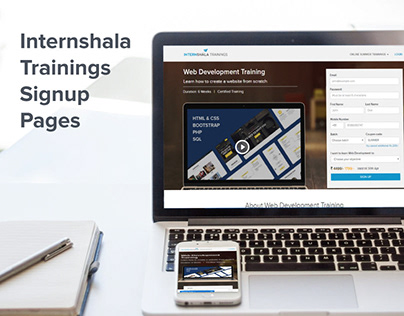 Internshala Trainings Signup Landing Page
