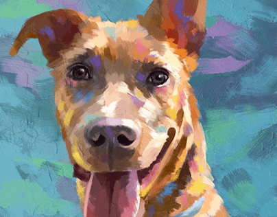Impressionist style dog portrait