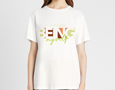 Being Myself Typography T-shirt Embroidery Technik