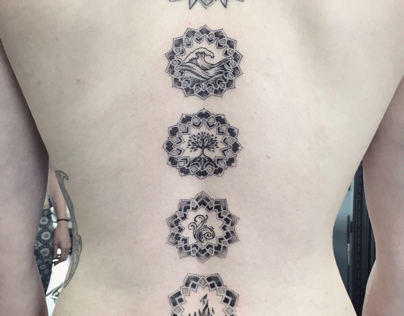 Four elements mandalas tattoo